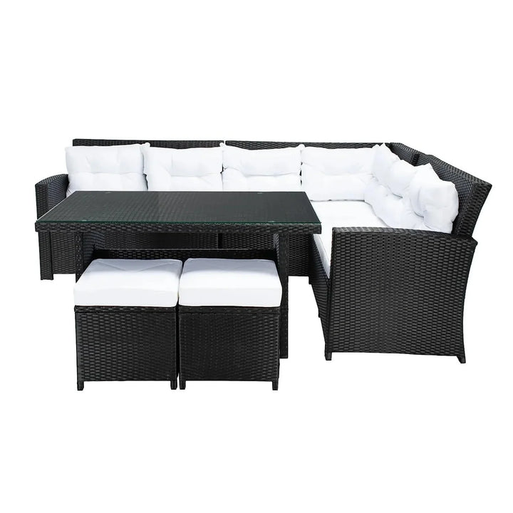 Agnieszka 5-Piece Wicker Patio Conversation Set (Black/White)
