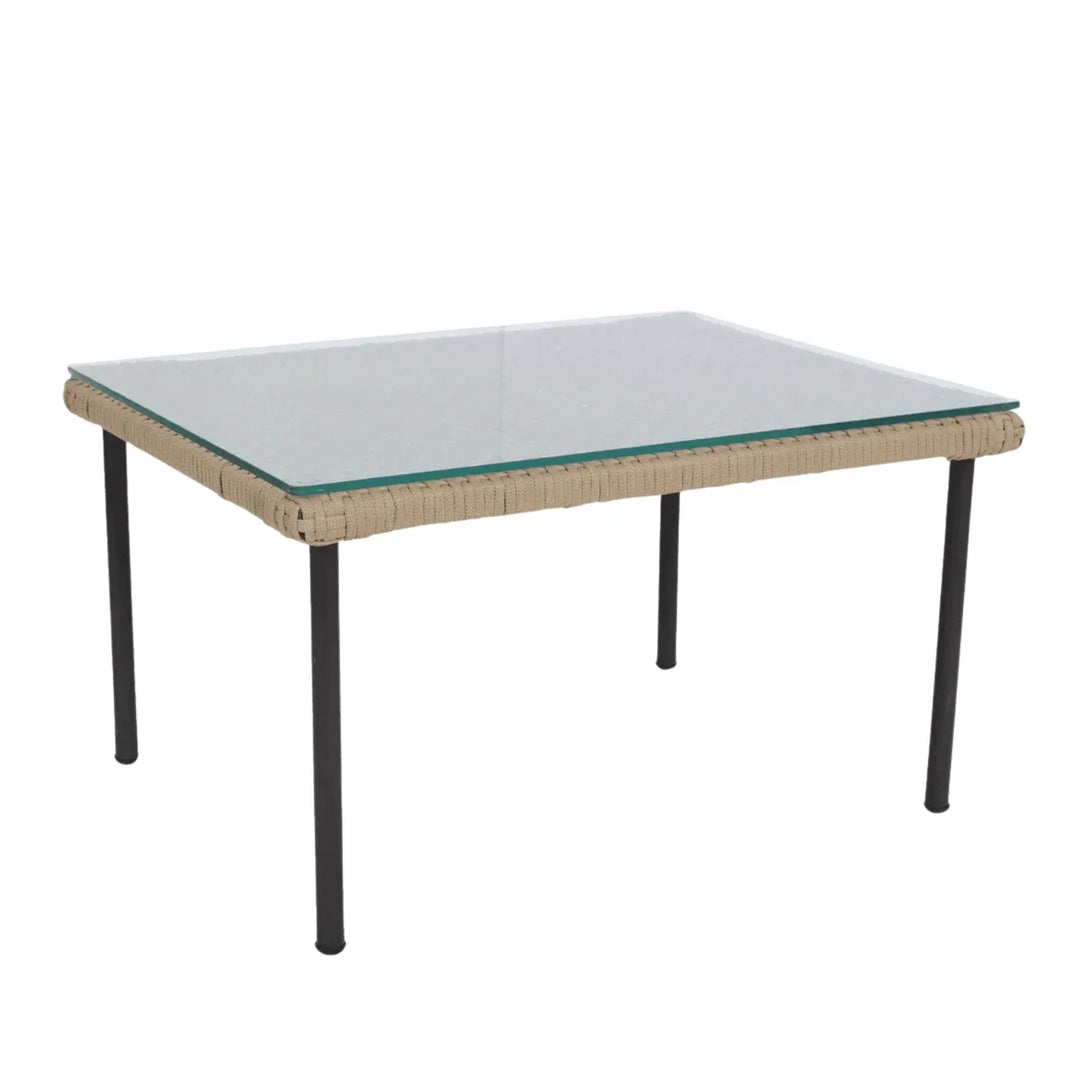 Amaya All-Weather Patio Rope Sofa Set with Glass Top Coffee Table