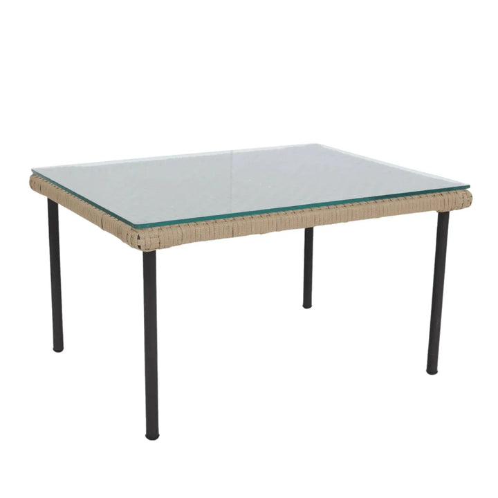 Amaya All-Weather Patio Rope Sofa Set with Glass Top Coffee Table