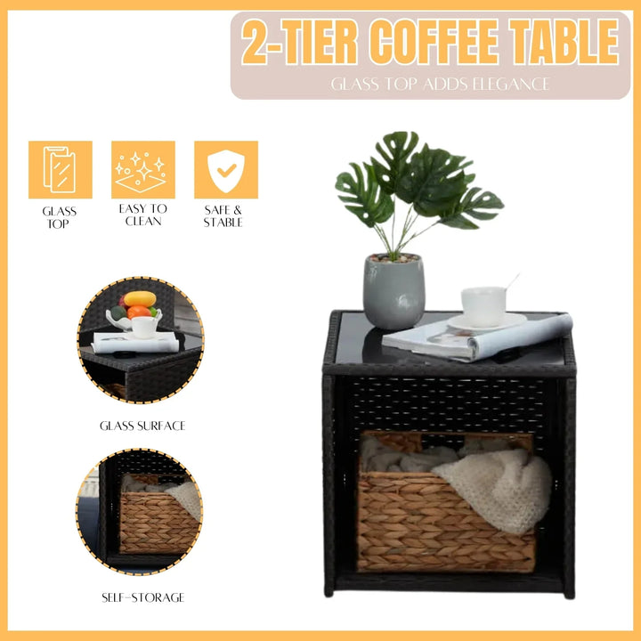 Romilly Outdoor Wicker 5-Piece Patio Sofa Set