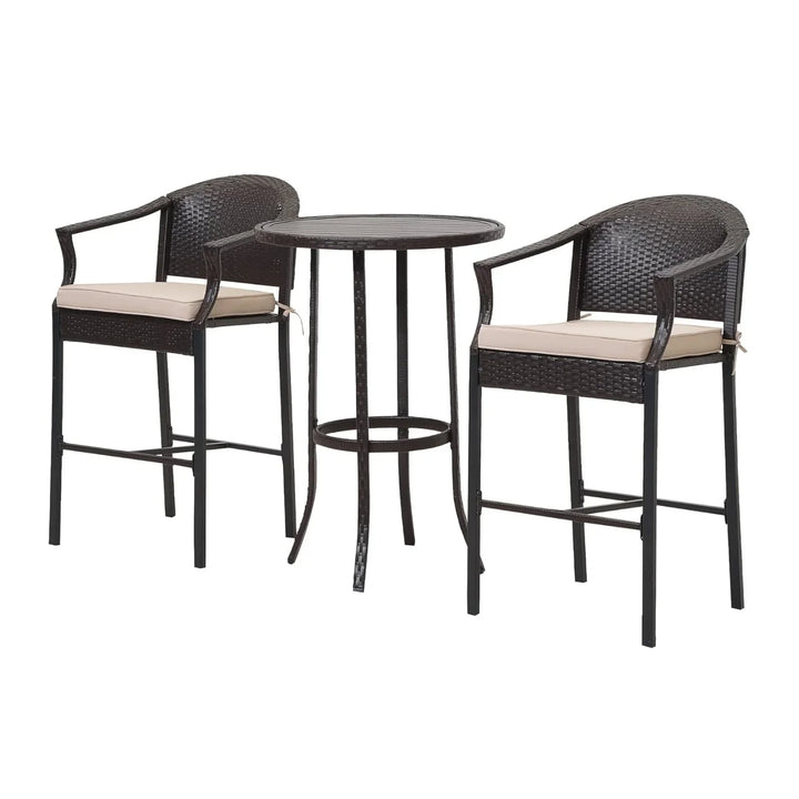 Celestina Outdoor Rattan Wicker Bar Set with Round Table