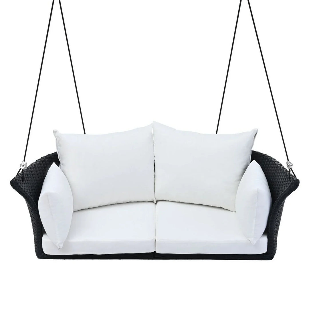 Ebube Outdoor Rattan Wicker Hanging Swing Chair with Cushion