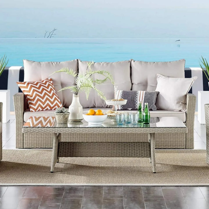 Yue 3-Seater Outdoor Rattan Wicker Patio Sofa