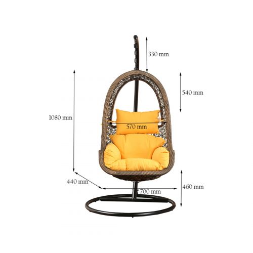 Umberto Single Seater Hanging Swing With Stand For Balcony , Garden Swing (Brown)