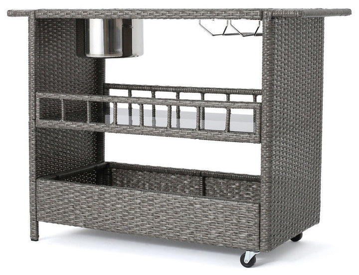 Sasc Outdoor Patio Bar Serving Cart (Grey)