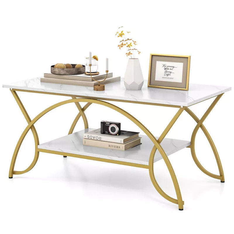 Berlina Iron with Powder Coated Coffee Table with Ceramic Marble Top