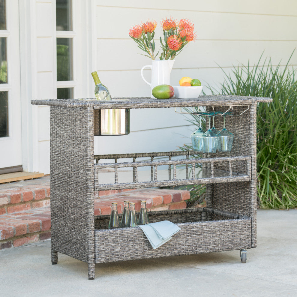 Sasc Outdoor Patio Bar Serving Cart (Grey)