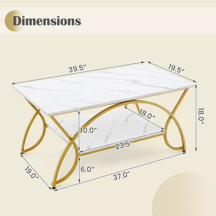 Berlina Iron with Powder Coated Coffee Table with Ceramic Marble Top