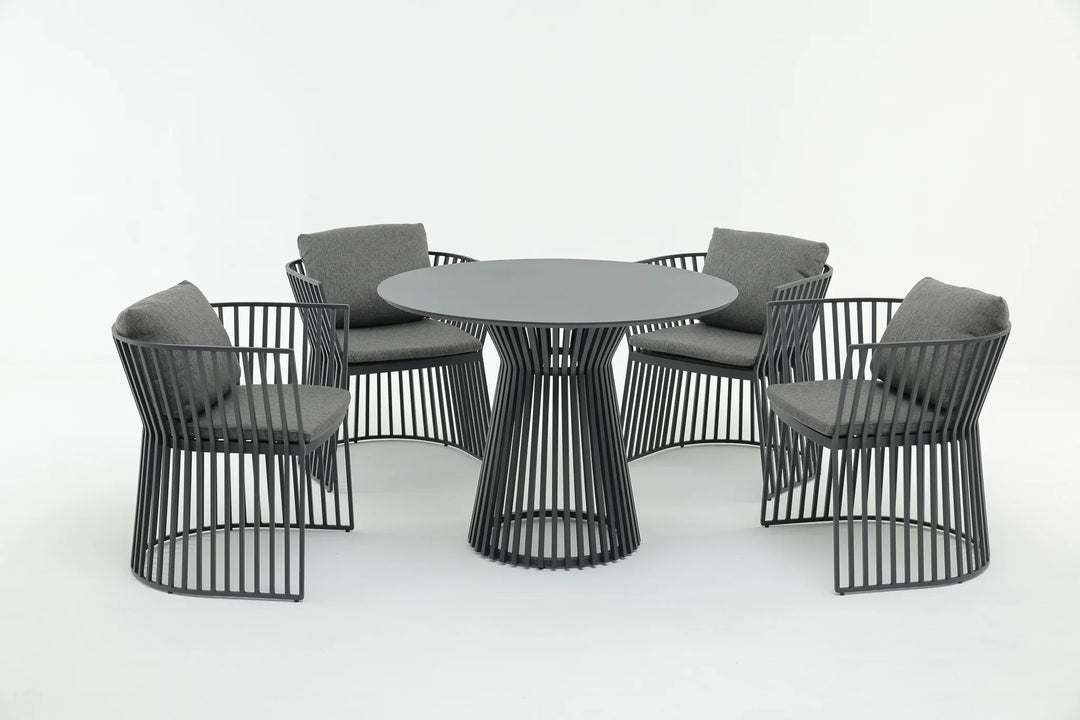 Alba Outdoor Patio Dining Set 4 Chairs and 1 Table (Grey) - Dining sets