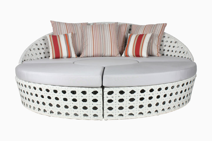 Anunc Outdoor Poolside Sunbed With Cushion Daybed (White)