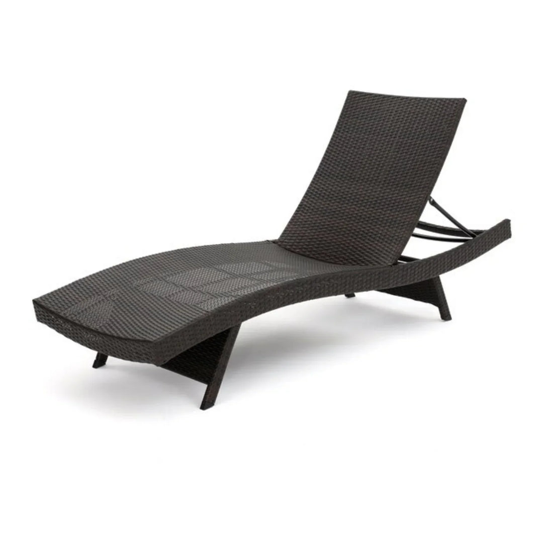 Udita Outdoor All-Weather HDPE Wicker Rattan Sunlounger Recliner with Side Table