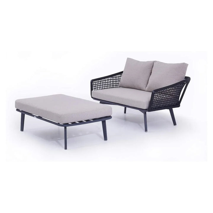 Lumi 2-Piece Outdoor Rope Loveseat Sofa With Ottoman
