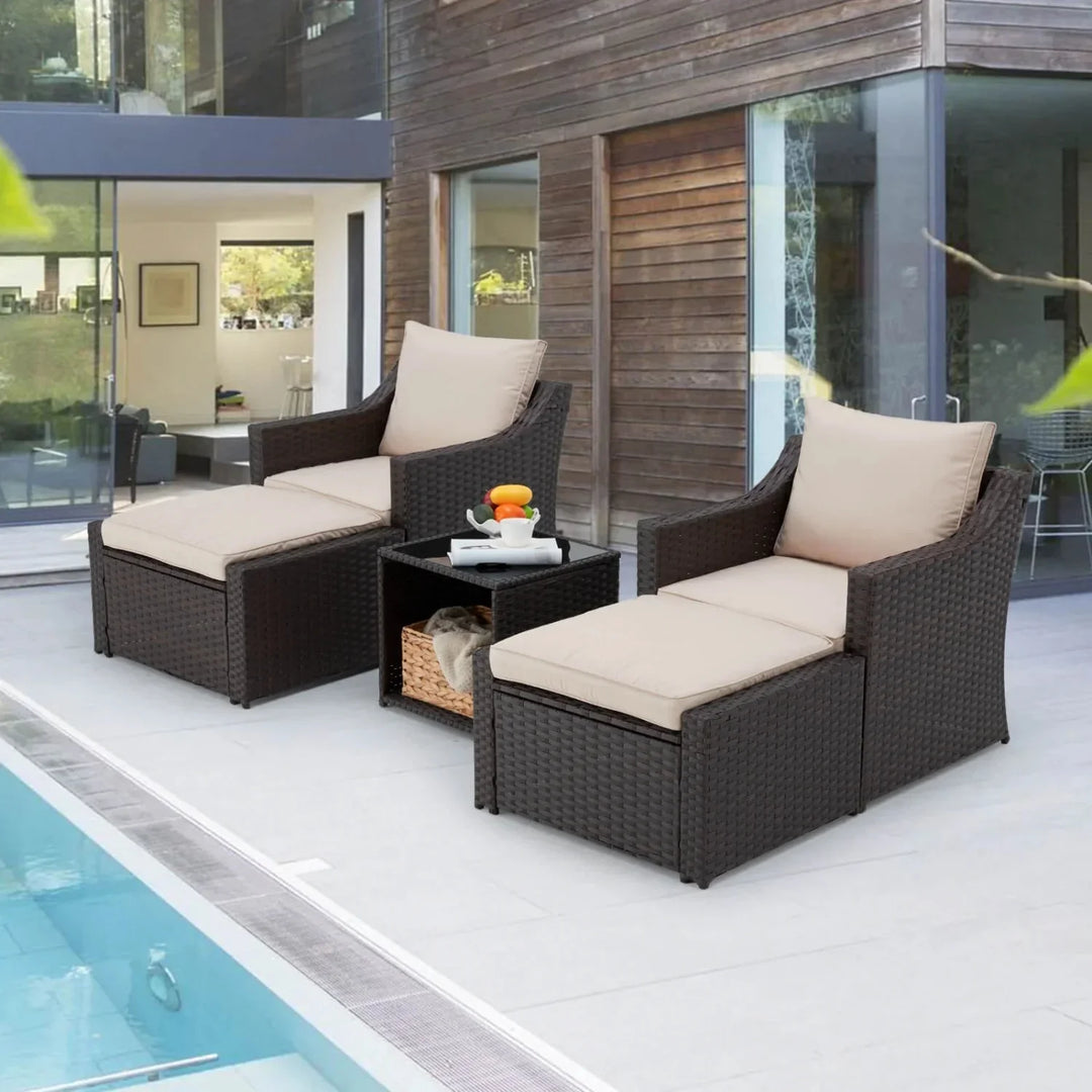 Romilly Outdoor Wicker 5-Piece Patio Sofa Set