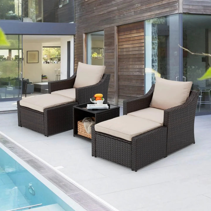 Romilly Outdoor Wicker 5-Piece Patio Sofa Set