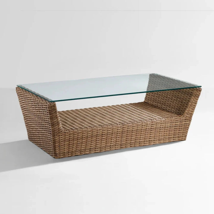 Patricia 5-Piece Outdoor Wicker Sofa Set With 2-Tier Glass Top Tables