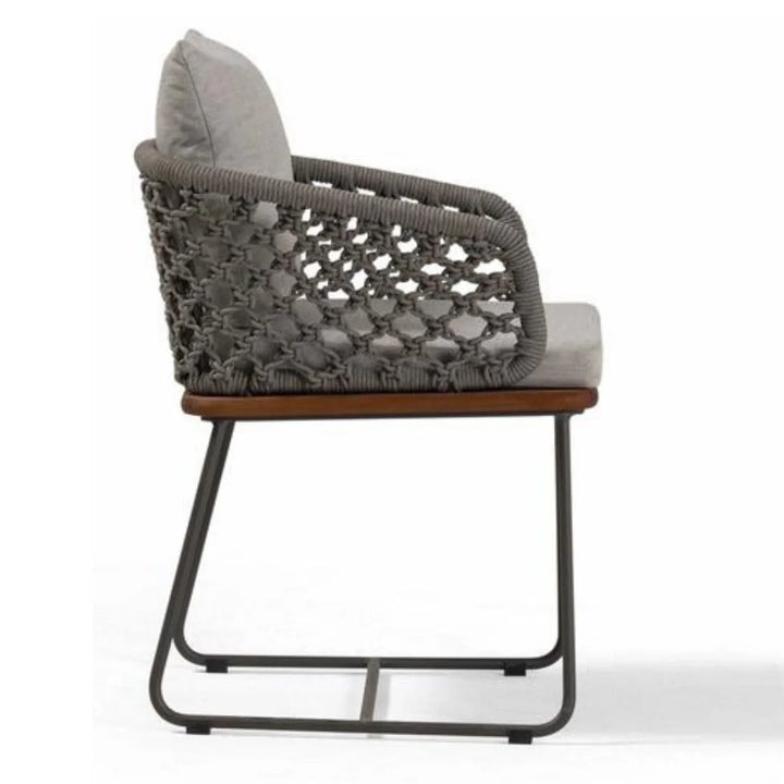 Adelyn Outdoor Rope 2-Piece Patio Chairs With Wooden Base