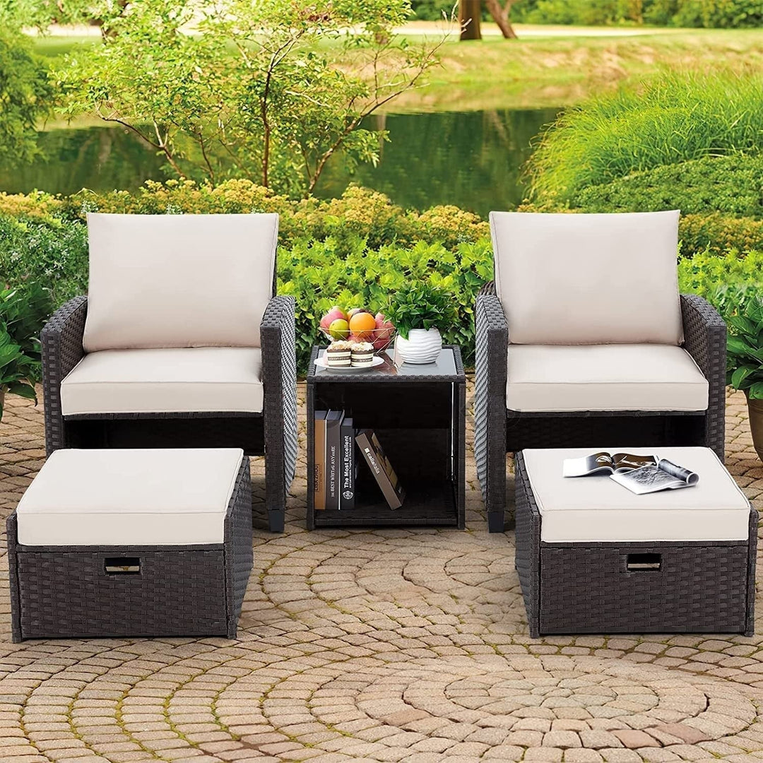 Verónica 5 Piece Outdoor Patio Wicker Furniture Set