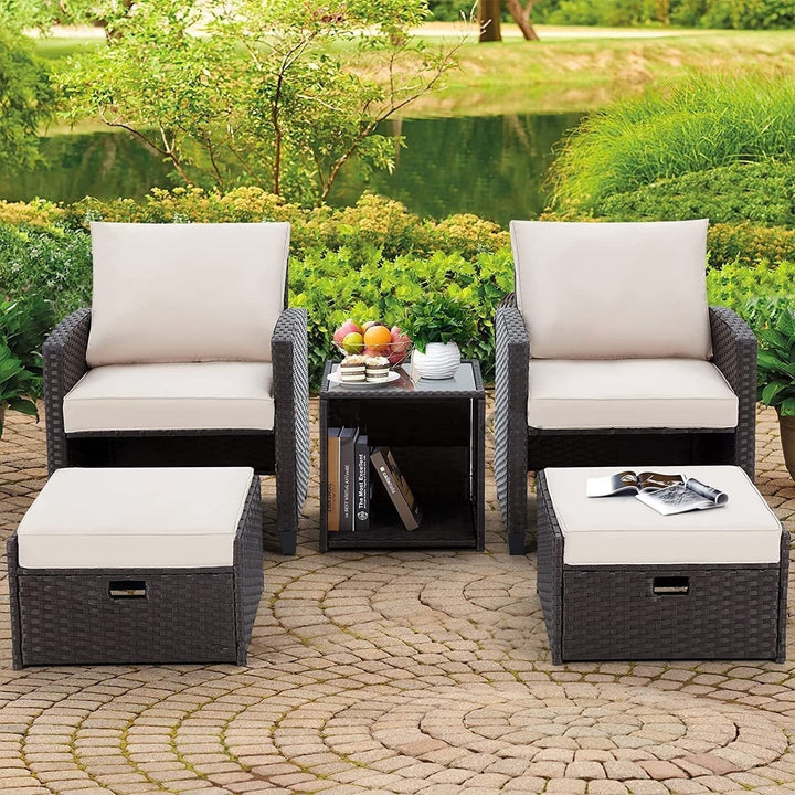 Verónica 5 Piece Outdoor Patio Wicker Furniture Set