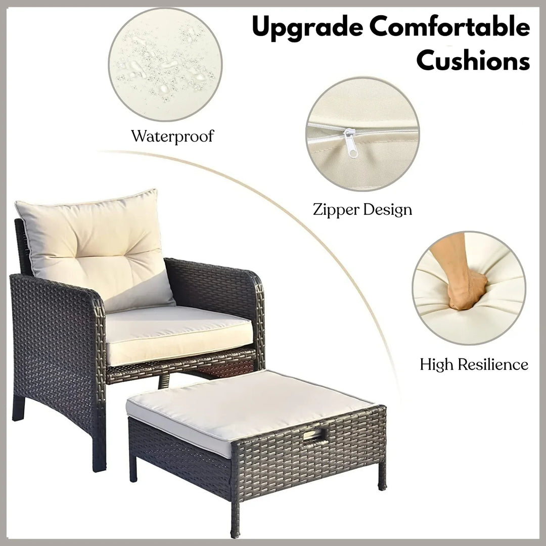 Geetika Outdoor 5 Piece Patio Wicker Furniture Set