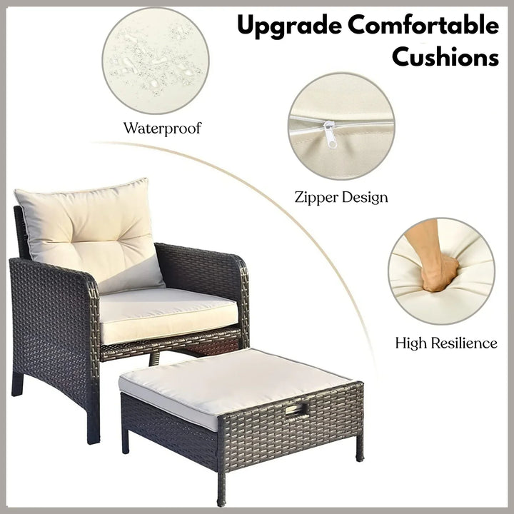 Geetika Outdoor 5 Piece Patio Wicker Furniture Set