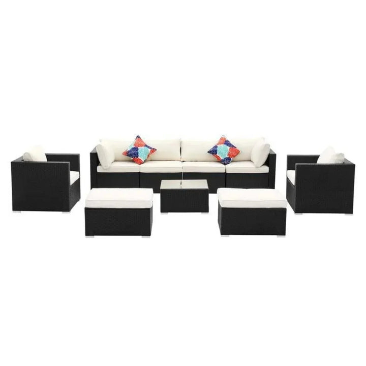 Tamara 6-Piece Outdoor Conversation Set (Black/Off-White)