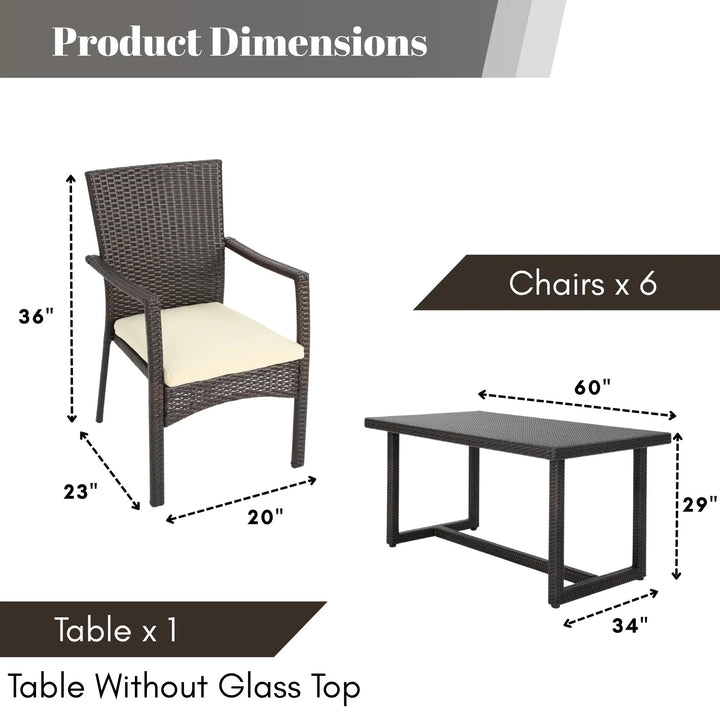 Janhavi 7-Piece Outdoor Rattan Wicker Dining Set