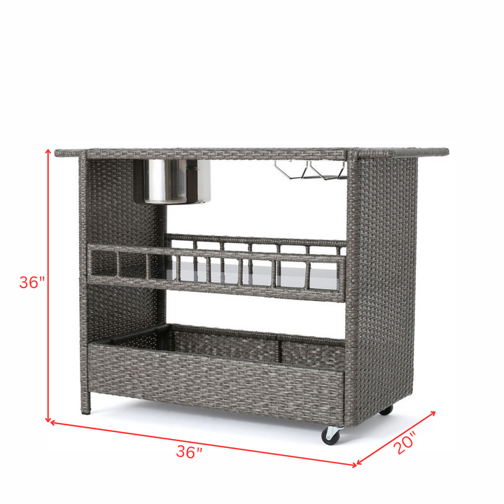 Sasc Outdoor Patio Bar Serving Cart (Grey)
