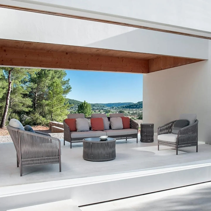 Krisha Outdoor 5 Seater Rope Patio Sofa Set with Center Table and Side Table