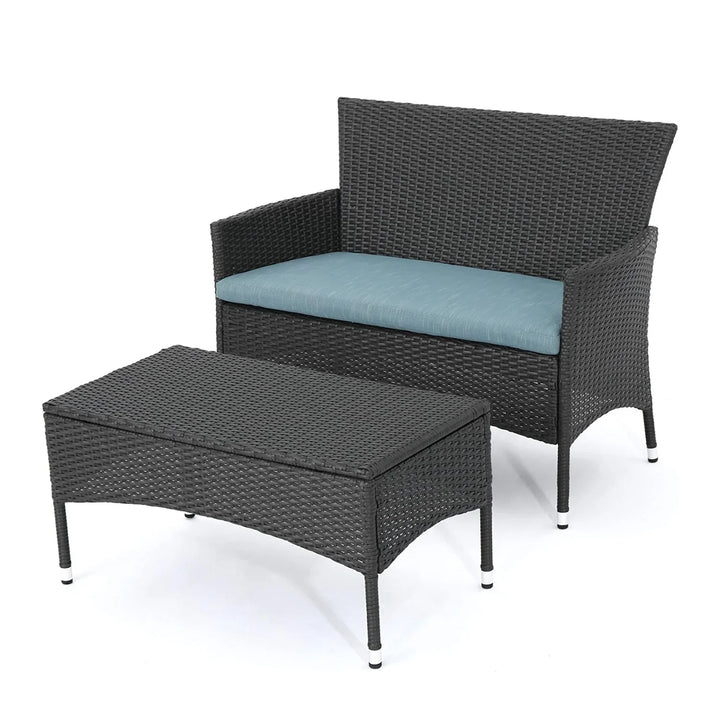 Quinn 2-Piece Outdoor Rattan Wicker Loveseat Sofa