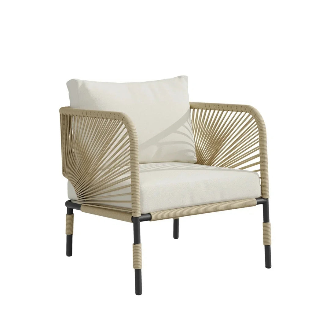 Amoura Outdoor Rope 5-Seater Sofa Set With Glass Top Table