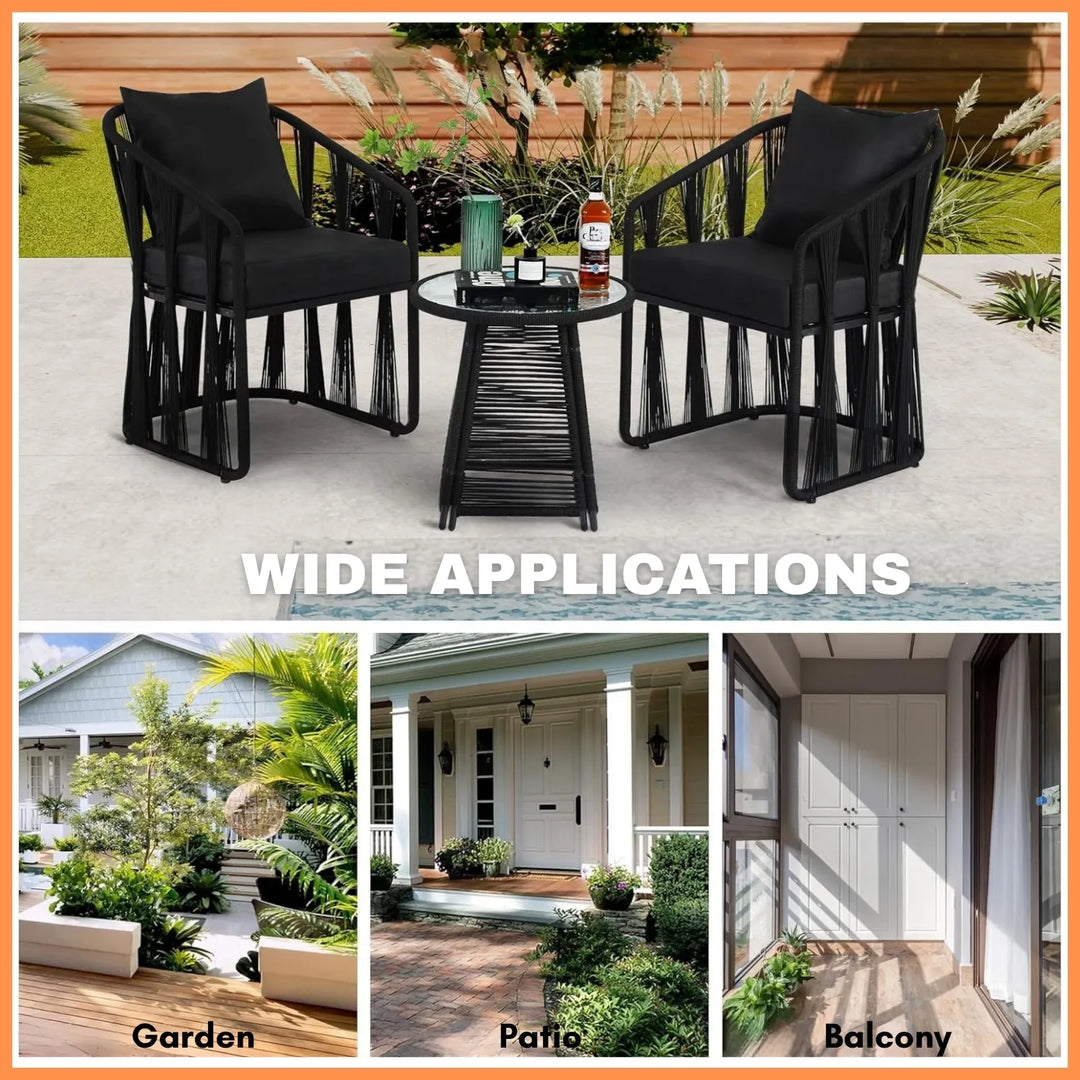 Greer Outdoor Rope 3-Piece Patio Set