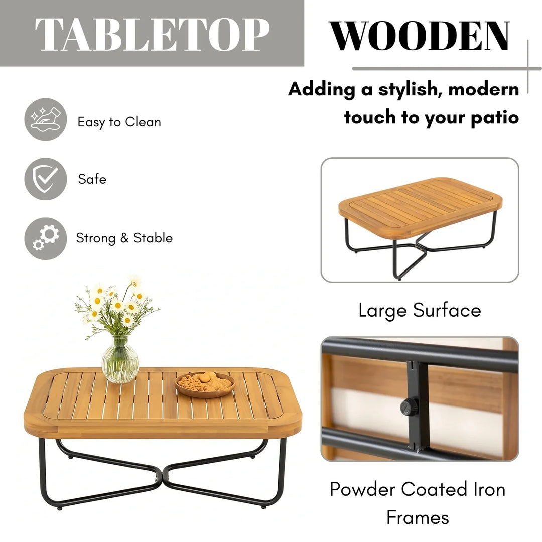 Navisha Outdoor 6-Piece Rope Woven Conversation Sofa Set with Wooden Top Table