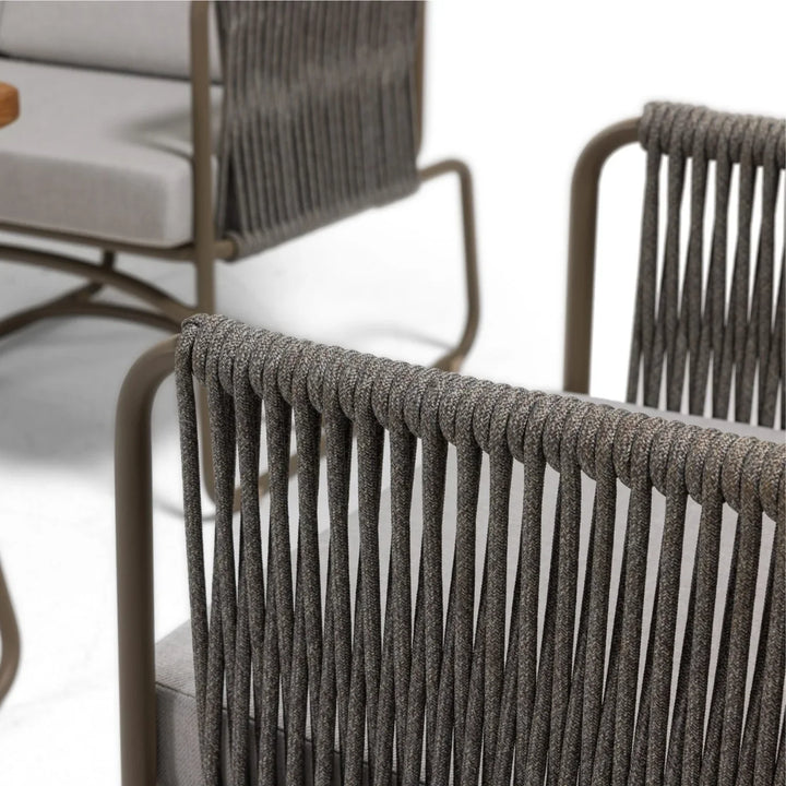 Isabeau Outdoor Rope Loveseat Sofa Set With Wooden Top Table