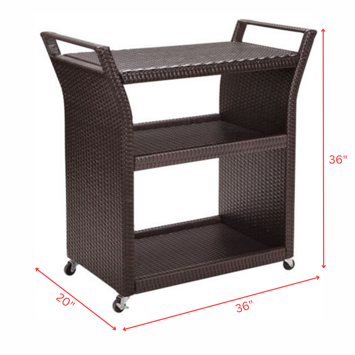 Hilde Outdoor Patio Bar Serving Cart (Brown)