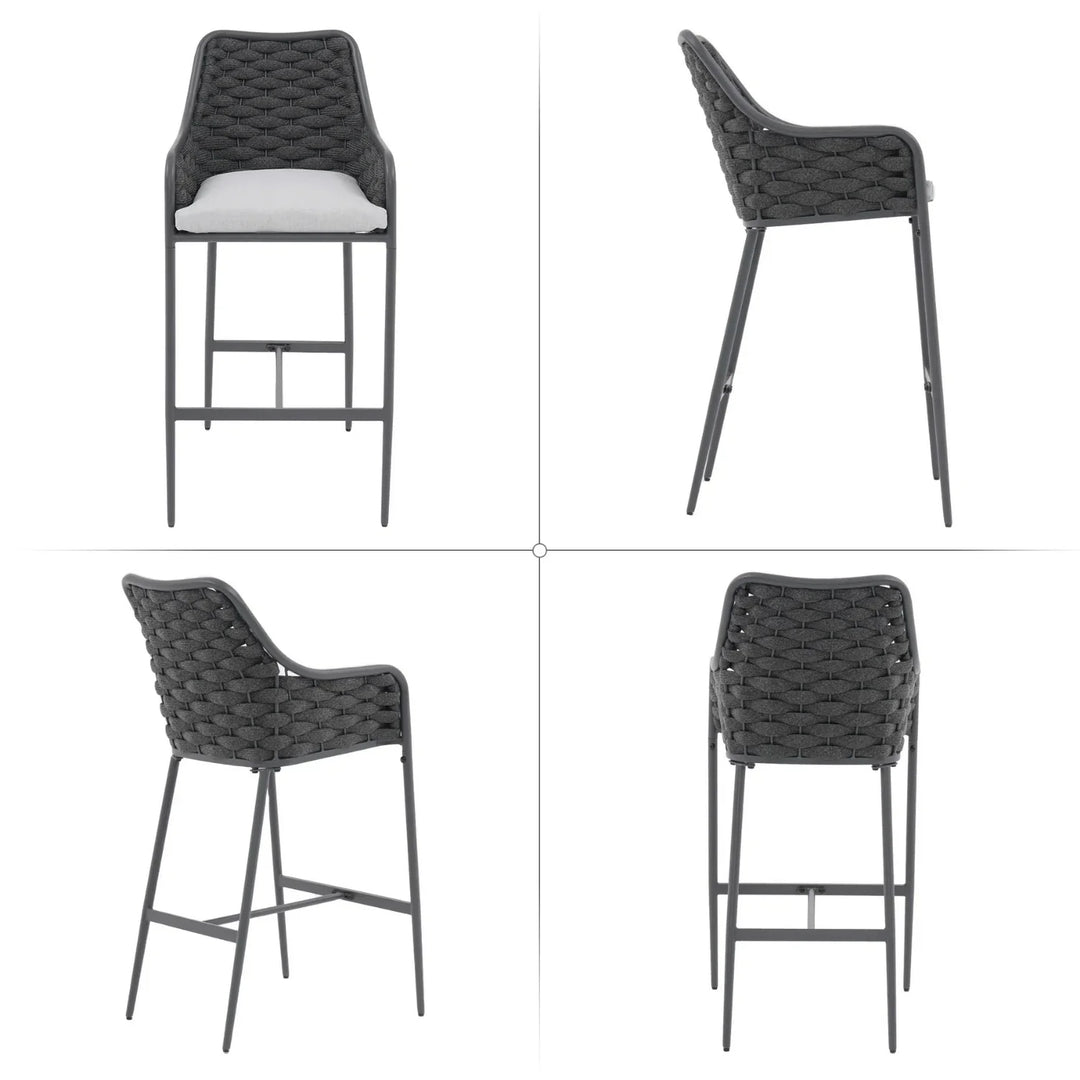 Samaira 2-Piece Outdoor Rope Bar Chairs – Stylish Comfort Built to Last