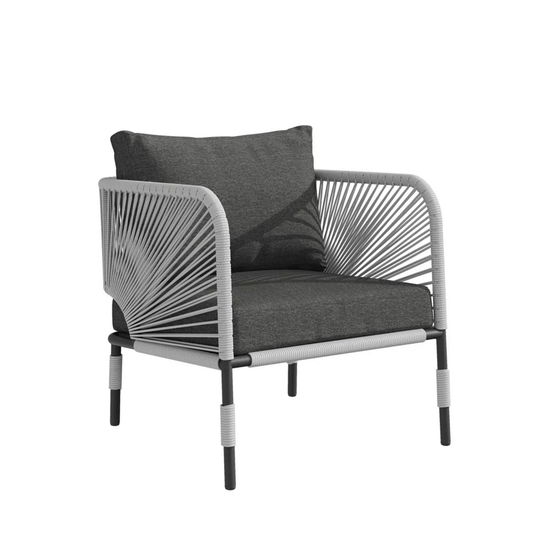 Bellamy Outdoor Rope 5-Seater Sofa Set With Glass Top Table