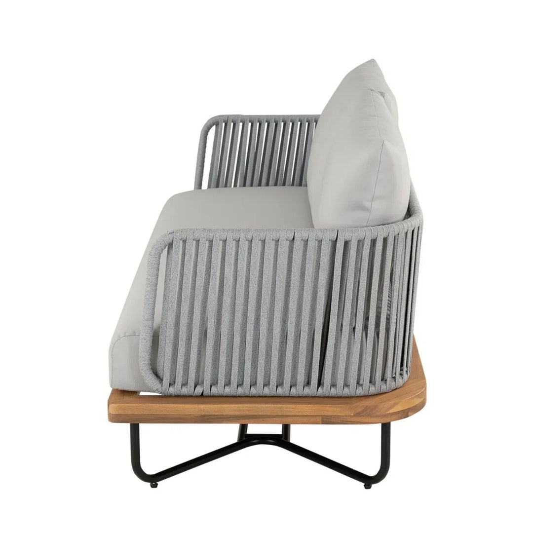 Oindrila Outdoor 6-Piece Rope Woven Conversation Sofa Set with Wooden Top Table