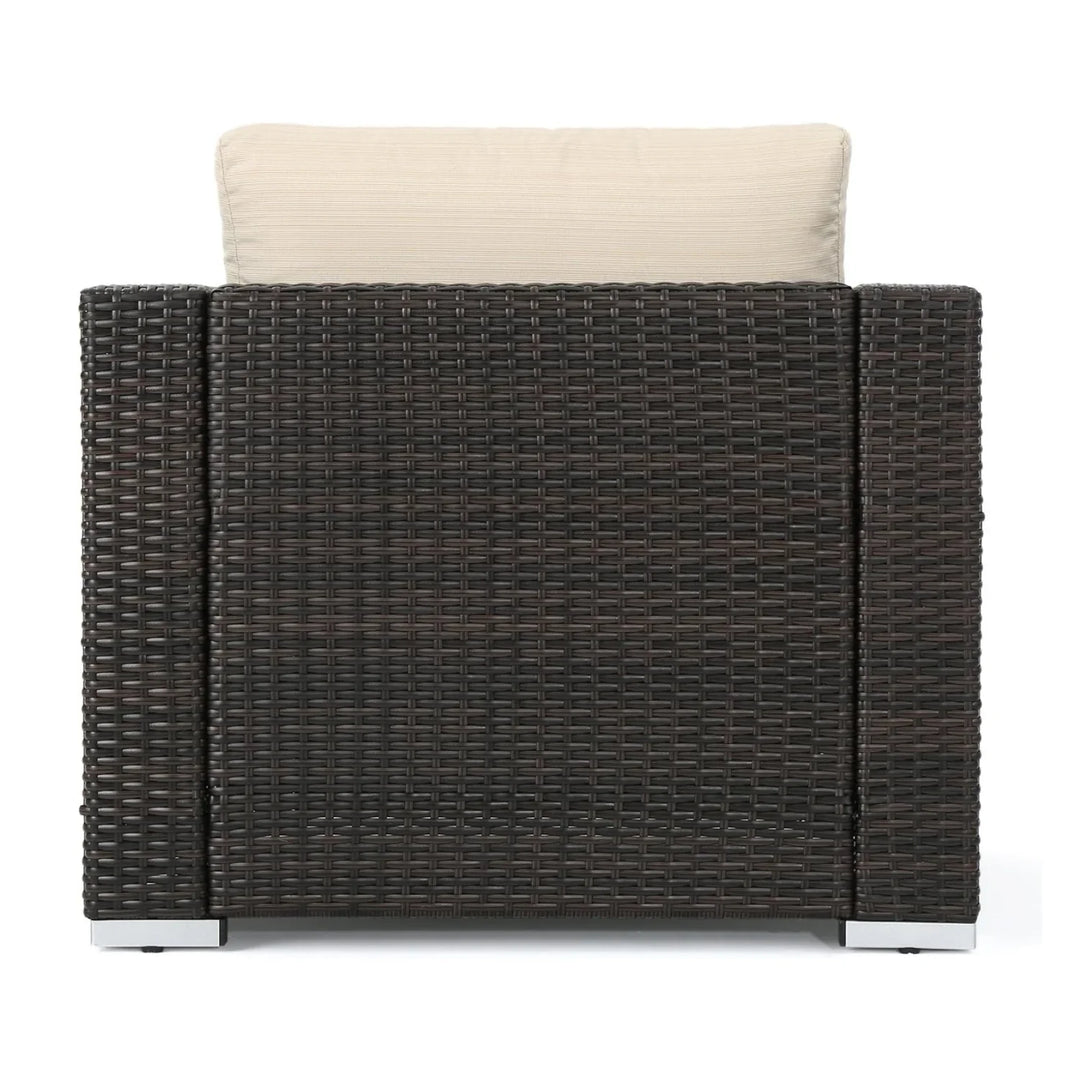 Violeta 7-Piece Rattan Sectional Sofa Set (Dark Brown/Cream)