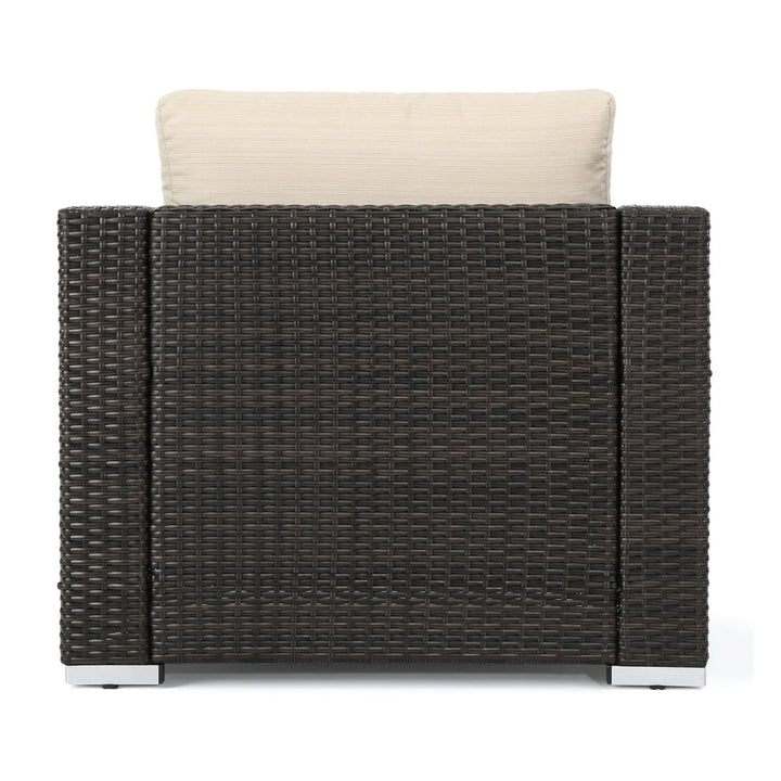 Violeta 7-Piece Rattan Sectional Sofa Set (Dark Brown/Cream)