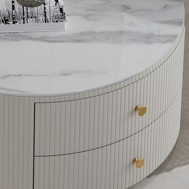 Diana Top Notch Round Nesting Table With Two Drawers