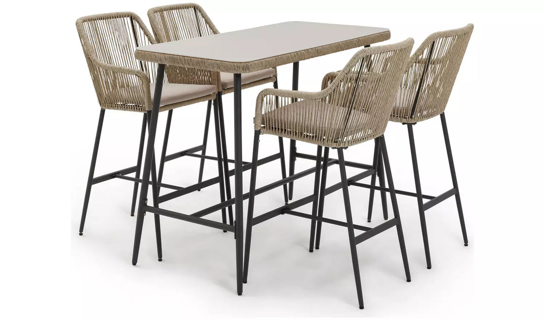 Stas Outdoor Patio Bar Sets 4 Chairs and 1 Table (Light Brown)