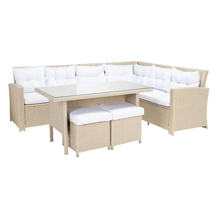 Tereza 5-Piece Wicker Patio Conversation Set (Beige/White)