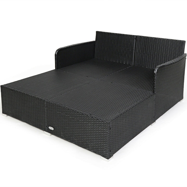 Maurizio Outdoor Poolside Sunbed With Cushion Daybed (Black) - Sunbed