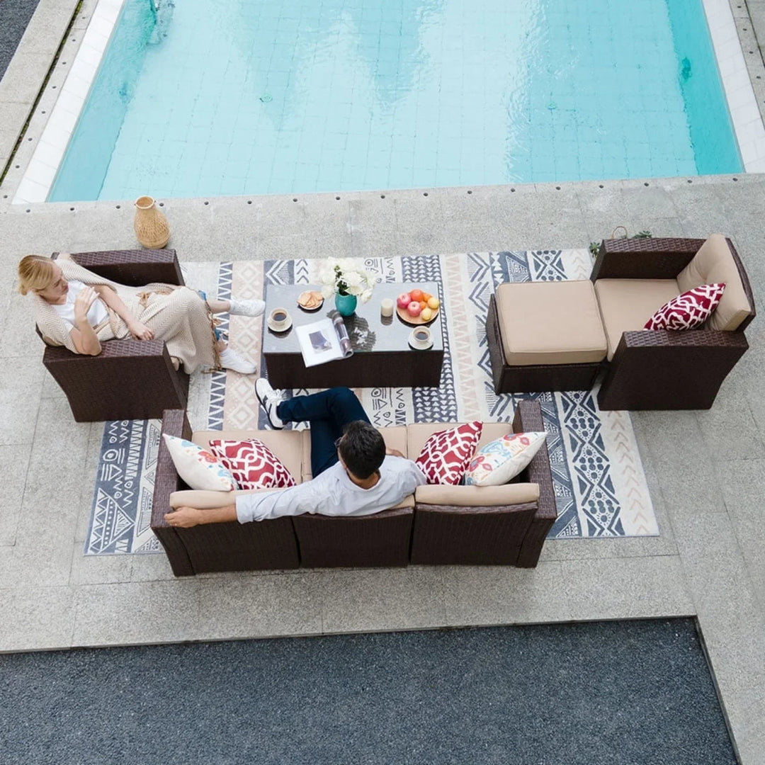Halima Outdoor Rattan Wicker Sectional 6-Seater Sofa Set