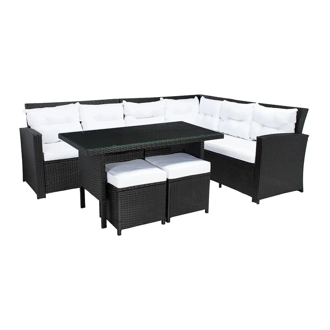 Agnieszka 5-Piece Wicker Patio Conversation Set (Black/White)