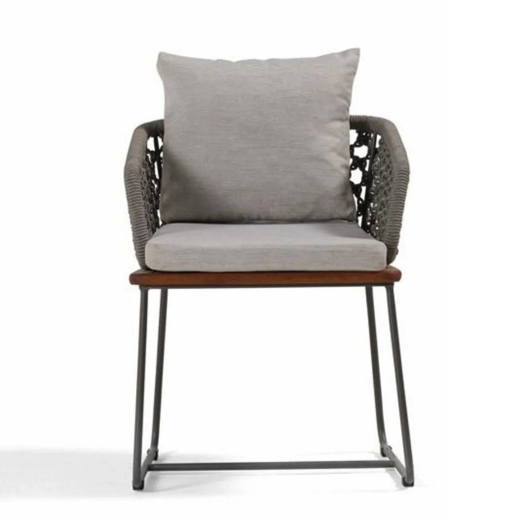 Adelyn Outdoor Rope 2-Piece Patio Chairs With Wooden Base