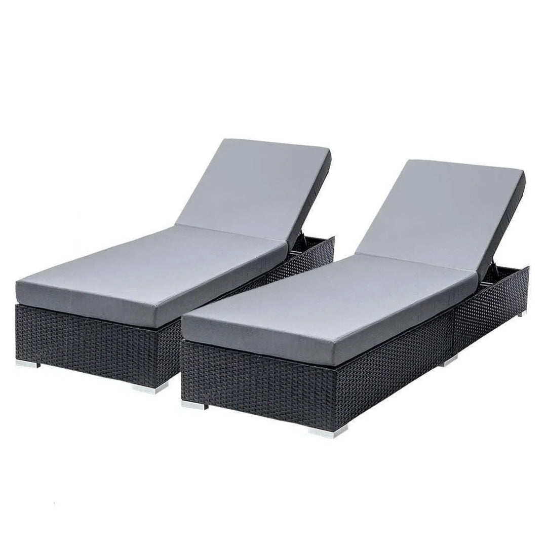 Zoya Outdoor 2-Piece Chaise Lounge Chair with Adjustable Settings and Cushions