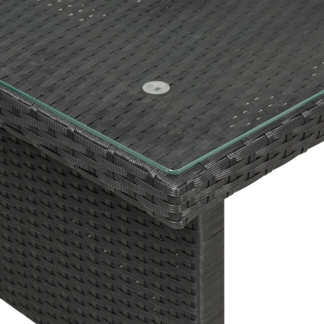 Zuzanna 5-Piece Wicker Patio Conversation Set (Dark Brown/ Cyan Blue)