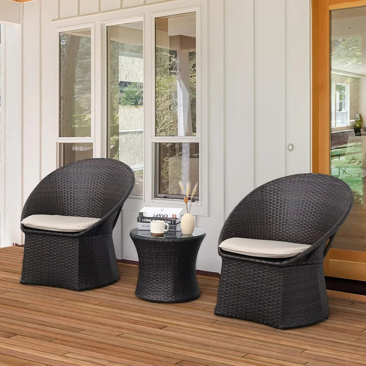 Aaradhya 3-Piece Outdoor Rattan Wicker Patio Set
