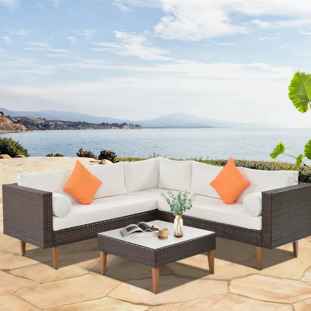 Manuela 3-Pieces Outdoor Wicker  L-Shape Sofa Set